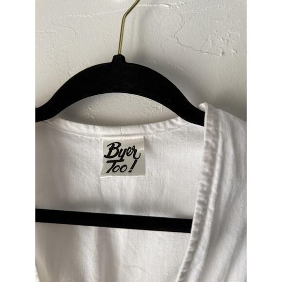 Vintage Byer Too‎ Jumpsuit Retro Medium Lace Up Smocked Bodice Wide Leg 90s - Picture 4 of 9